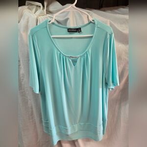 Nina Leonard Aqua Blue Women's Top
